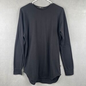 EPTM Mens Long Sleeve Scallop Hem Elongated T-Shirt Black M USA Made Streetwear